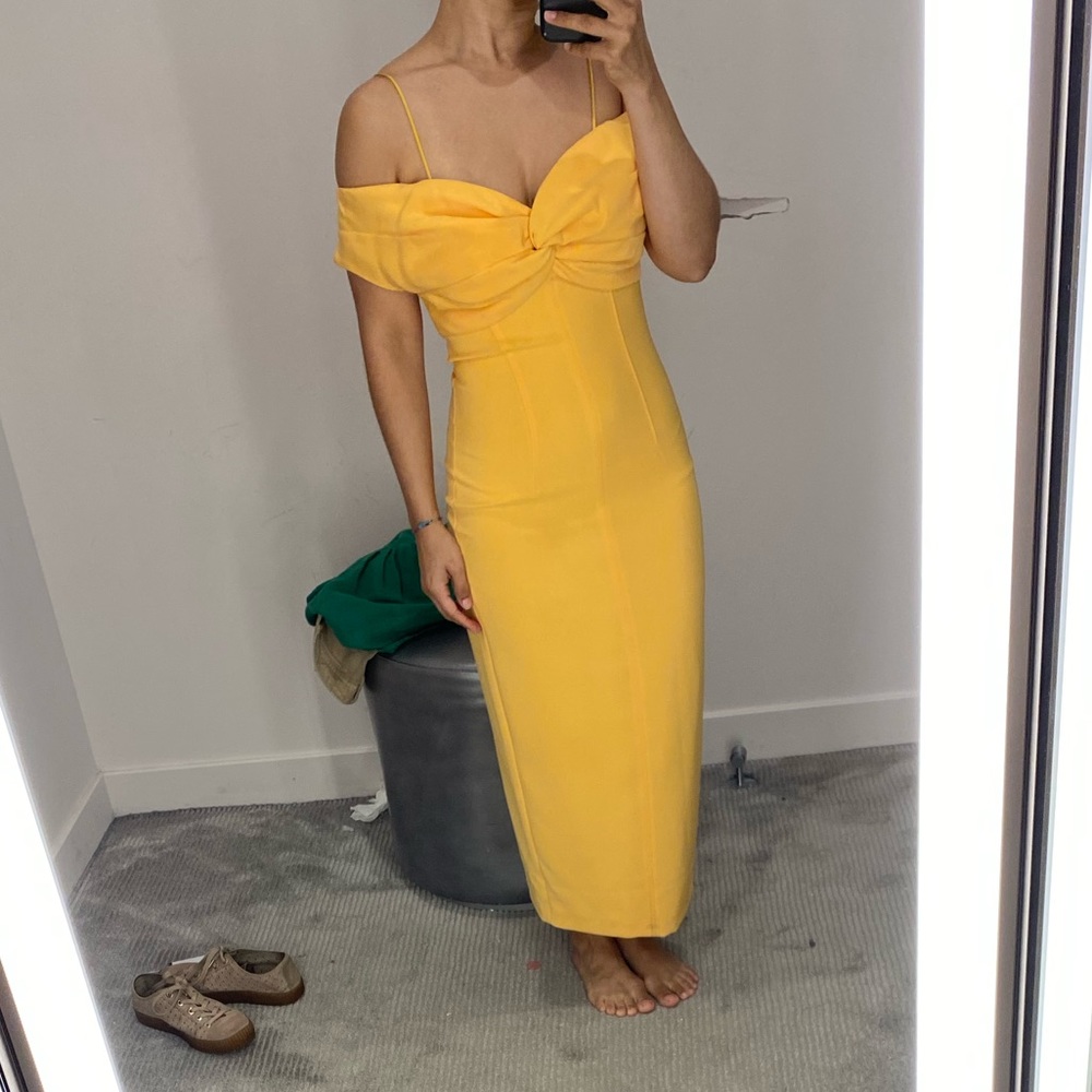 Cinq a Sept Yellow Cocktail dress.